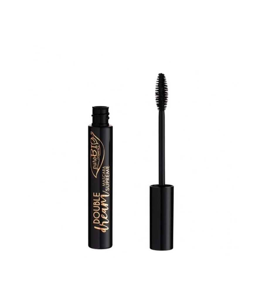 Maquillage Purobio | MASCARA DOUBLE DREAM SUPREMEAllongeant, Voluminant et Rehaussant Noir